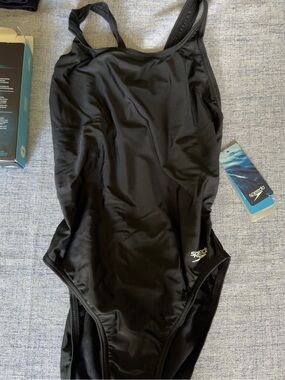 NWT Speedo Black One-Piece Swimsuit | Size 10 | New in Original Box with Tags